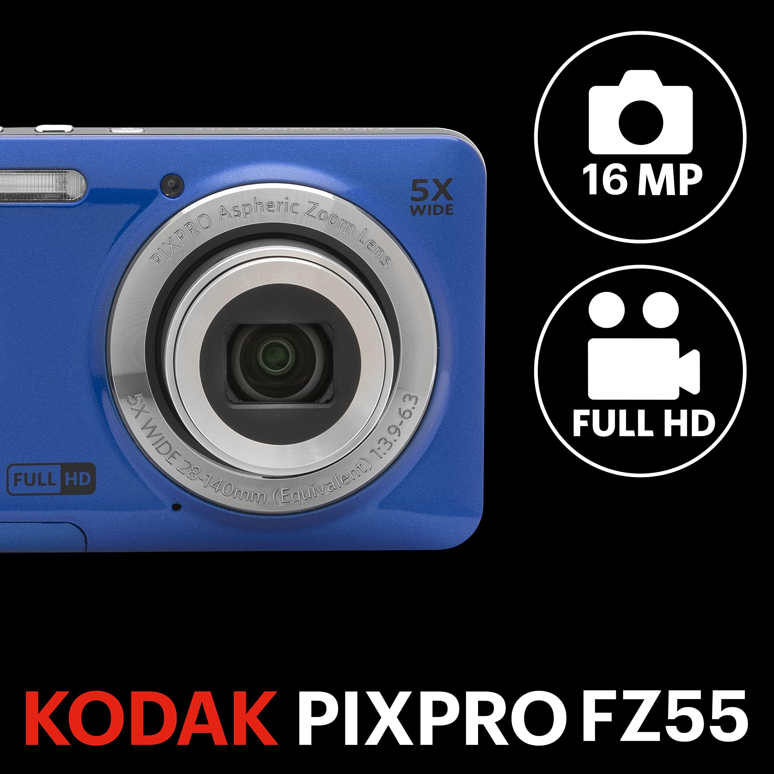 Amazon.com: KODAK PIXPRO FZ55-BL - Cámara digital de 16 MP con